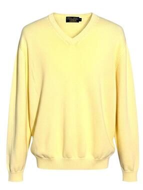 BROOKS BROTHERS Men's (L) Yellow V-Neck Casual/Golf Sweater 100% Lux Cotton